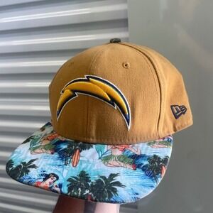 New Era 9FIFTY Los Angeles Chargers Snapback Hat Tan Tropical Hula Girl Brim NFL